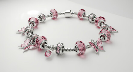 Elegant Pink and Silver Beaded Bracelet Jewelry