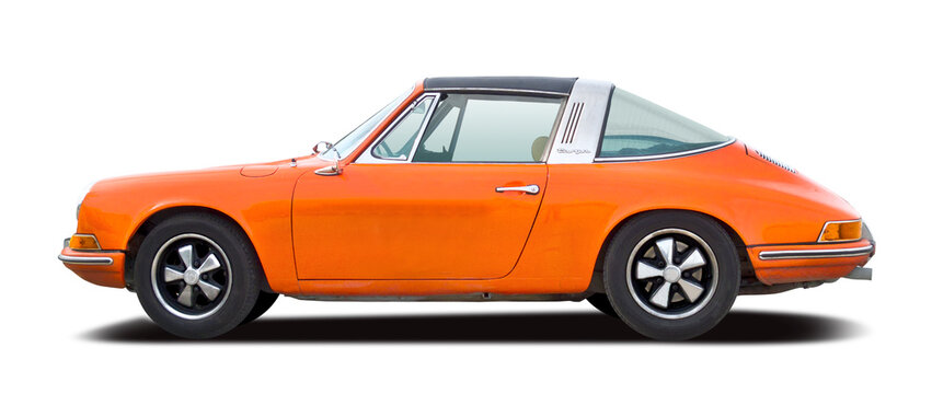 Porsche 912 Targa sport car, side view isolated on transparent background. PNG