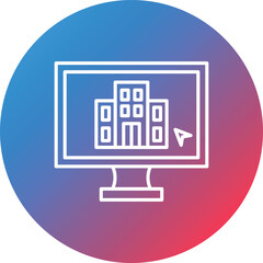 Hotel Booking Line Gradient Circle Background Icon