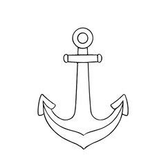 Simple Black & White Cartoon Anchor Icon Design