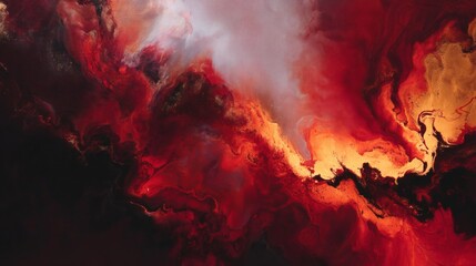 Fiery, swirling abstract art with fiery colors, evoking intense emotions. The dynamic and passionate colors, forms a captivating image that's visually engaging