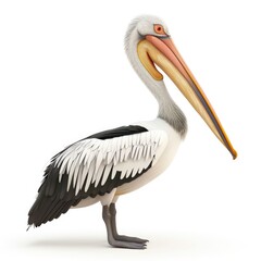 Digitally rendered profile view of a pelican.