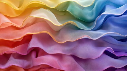 Fototapeta premium Rainbow ruffled sheer fabric texture
