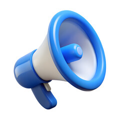 Blue and white megaphone announcement icon promotion marketing communication loud speaker bullhorn design isolated on transparent background