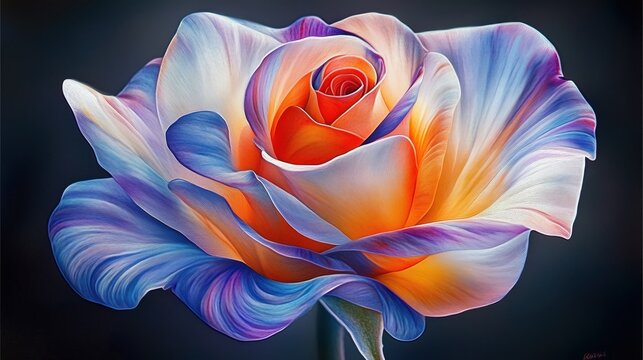 油絵 絵画 レインボーローズ【Ａ3】 油絵 絵画 レインボーローズ【A3】 【公式通販】