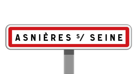 Panneau sur poteau de Asnières-sur-Seine, Hauts-de-Seine, Île-de-France