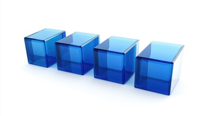Fototapeta premium A 4K photo of neatly Aligned Translucent Blocks. Blue, Contemporary Tech Background. 3D Render.