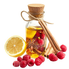 Raspberry Cinnamon Lemon Tea Isolated on Transparent Background