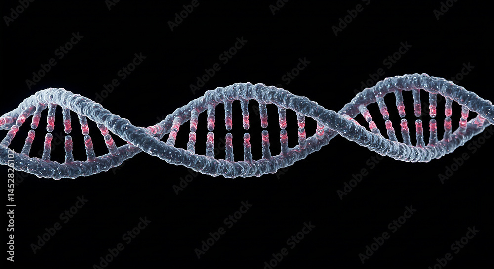 Fototapete dna structure rotating on black background showing genetic code
