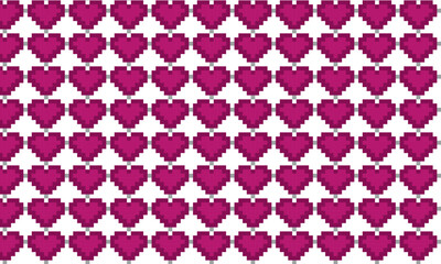 Pixel hearts pattern seamless ornament for cards, textile, fabric, paper decoration
