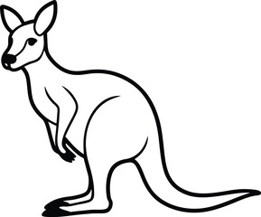 Simple Black And White Kangaroo Outline Vector Illustration Design Graphics