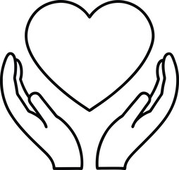 Hands Holding Heart Outline Illustration Symbol Of Love And Support Graphic