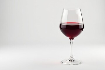 Single glass of red wine on pure white surface, drink, wine tasting, white