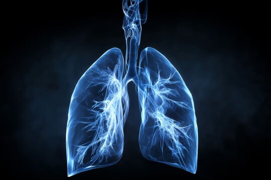 Luminous illustration depicts human lungs, showcasing the complex intricacies of the respiratory system.
