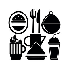 Cafe Food and Drink Icon Set Design