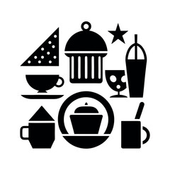 Restaurant Cafe and Beverage Icon Set