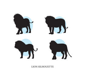 vector silhouettes of lions