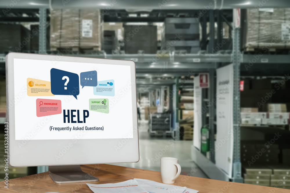 Poster help screen on the website provide answer to faq frequently asked question snugly with knowledge inf