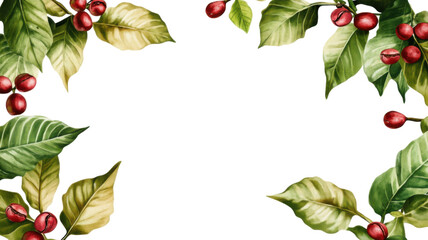 Fototapeta premium Scattered Coffee Beans Forming Natural Border on Clean White Background 