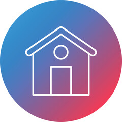 House Line Gradient Circle Background Icon