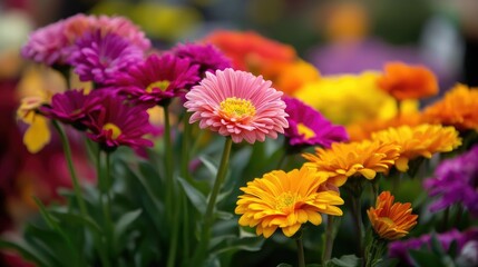 Obraz premium Vibrant Gerbera Daisies Bloom Closeup.