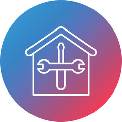 House Renovation Line Gradient Circle Background Icon
