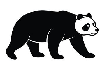 Walking Panda Silhouette Vector – Minimal Style with Rounded Body on Transparent Background