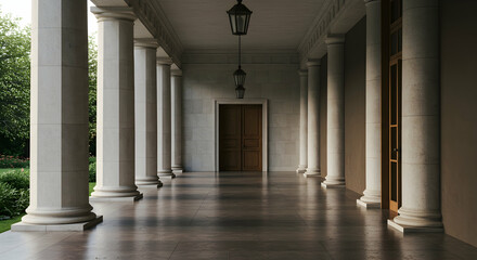 Elegant Archway with Columns and Doorway in Luxurious Setting