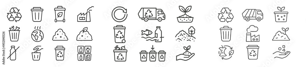 Poster recycling symbols and icons showcase environmental awareness and sustainable practices in a clean de