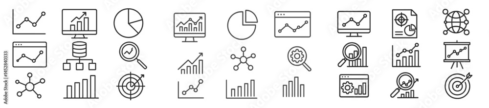 Aufkleber Data visualization and analytics icons represent trends and metrics in business performance and strategy online