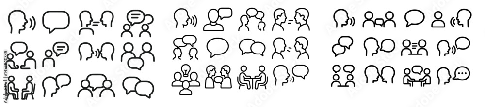 Leinwandbilder icons representing various social interactions and communication styles in a modern design setting