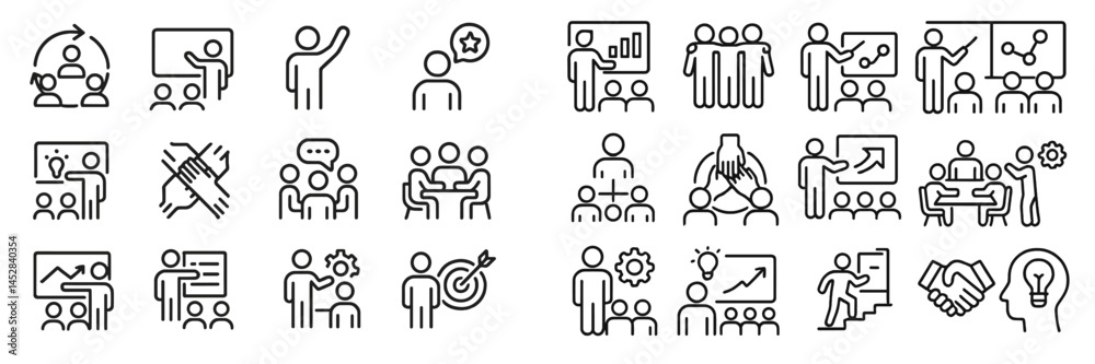 Aufkleber Diverse group engaged in various collaborative and learning activities during a team-building workshop in a professional setting