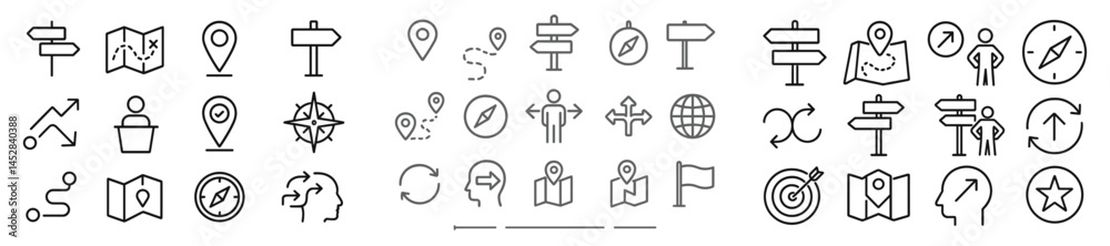 Aufkleber Collection of simple navigation and location icons for map and travel applications in a clean layout