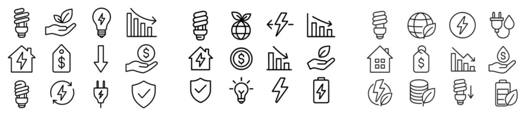 Fototapeta na wymiar Collection of hand-drawn icons representing sustainability, energy efficiency, and environmental awareness in a modern design