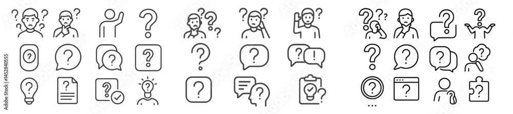 Aufkleber collection of minimalistic icons depicting various emotions, thoughts, and communication symbols in 
