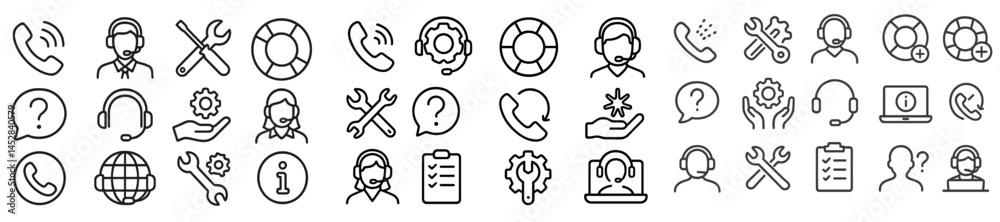Fototapete Support and service icons representing various communication and assistance tools used in customer service environments