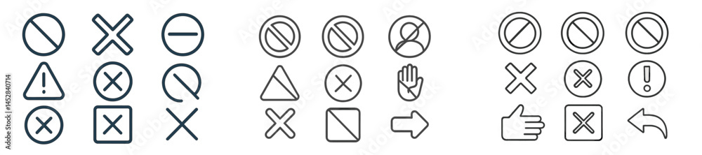 Aufkleber various prohibition and warning symbols are displayed in a minimalist design, featuring shapes like 