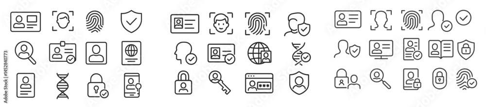 Leinwandbilder Collection of security and identification icons showcasing various aspects of biometric data and personal information management