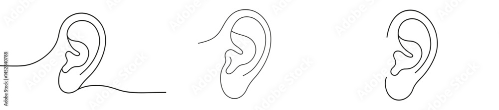 Aufkleber outline drawings of ear shapes showcasing different perspectives captured in a minimalist style