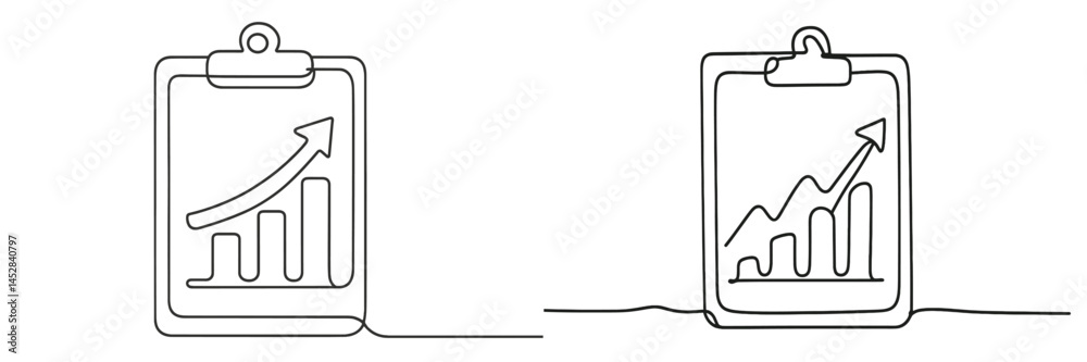 Leinwandbilder continuous line art of growth charts illustrating data analysis and progress in business