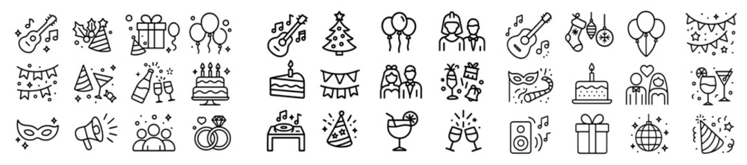 Celebrating special occasions with fun icons depicting festivities, parties, and joyful gatherings