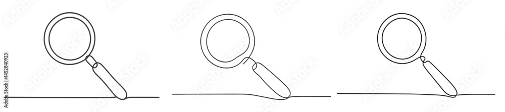 Poster Exploring details with a magnifying glass in a simple line drawing illustrating curiosity and analysis