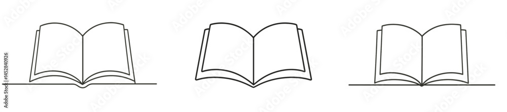 Poster Collection of open books displayed in a minimalist style on a clean white background showcasing reading and knowledge
