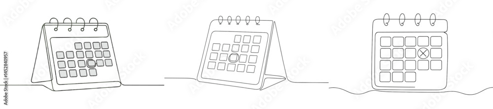 Aufkleber Calendar design showing different stages of marking dates in simple line art style