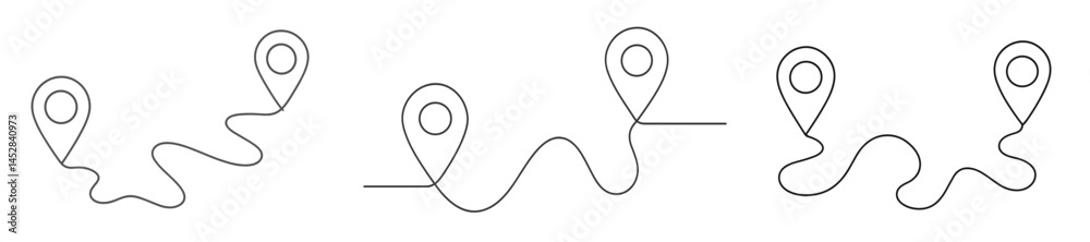 Aufkleber Pathway illustration showing winding routes and location markers for navigation in various scenarios of travel and adventure