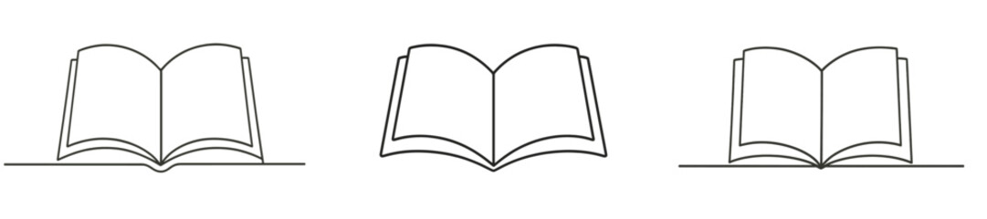 Collection of open books displayed in a minimalist style on a clean white background showcasing reading and knowledge