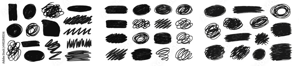 Aufkleber simple black ink sketches of various shapes and patterns on a white background for artistic inspirat