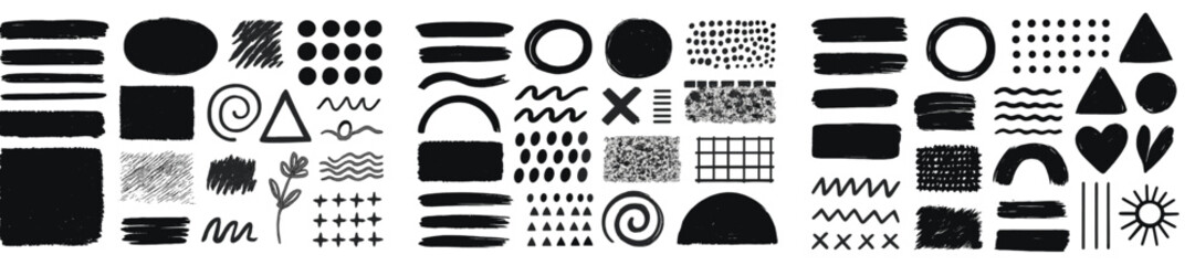 Fototapeta premium Artistic black and white abstract designs featuring various shapes and patterns suitable for creative projects or design inspiration