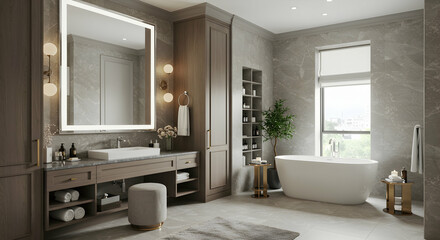 Modern Luxury Bathroom Interior with Stylish Fixtures and Designs