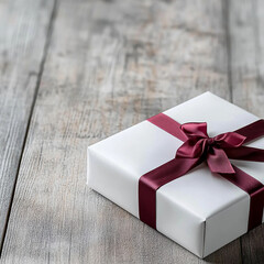 A beautifully wrapped gift box placed on a rustic wooden table, evoking warmth, celebration, and charm—perfect for holiday themes, birthdays, product displays, or festive promotions.

